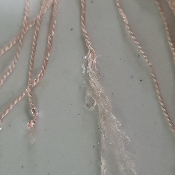 The Limited Womens Vtg y2k Hand Knit Beaded Fringe Crochet V Neck Pink Top SzS🖤 - Picture 15 of 15